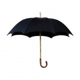 Viola Milano - Shalk Stripe Chestnut Umbrella - Navy and Ivory - Handmade in Italy - Luxury Exclusive Collection