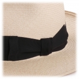 Viola Milano - Natural Panama Hat - Black - Handmade in Italy - Luxury Exclusive Collection