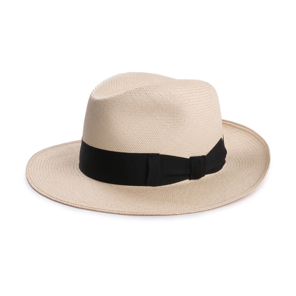Viola Milano - Natural Panama Hat - Black - Handmade in Italy - Luxury Exclusive Collection