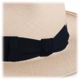 Viola Milano - Natural Panama Hat - Navy - Handmade in Italy - Luxury Exclusive Collection