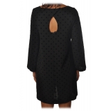 Ottod'Ame - Short Dress with Velvet Polka Dots - Black - Dresses - Luxury Exclusive Collection