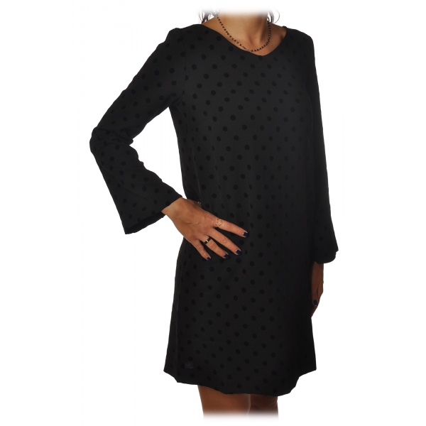 Ottod'Ame - Short Dress with Velvet Polka Dots - Black - Dresses - Luxury Exclusive Collection