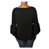Ottod'Ame - Blouse with Velvet Polka Dot - Black - Shirt - Luxury Exclusive Collection