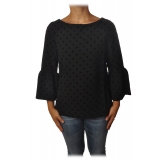 Ottod'Ame - Blouse with Velvet Polka Dot - Black - Shirt - Luxury Exclusive Collection