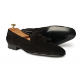 Viola Milano - Milanese Suede Loafer - Black - Handmade in Italy - Luxury Exclusive Collection