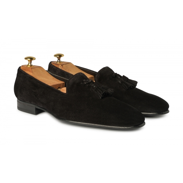 Viola Milano - Milanese Suede Loafer - Black - Handmade in Italy - Luxury Exclusive Collection