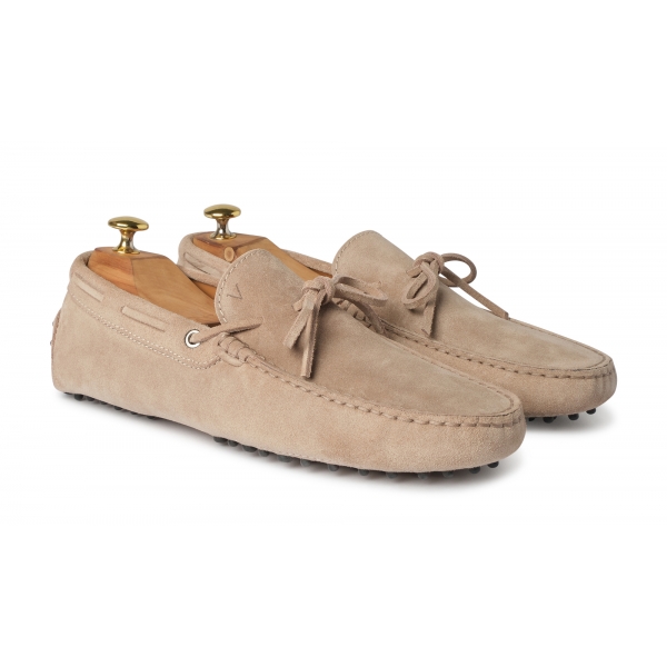 Viola Milano - Gommino Suede Loafer - Beige - Handmade in Italy - Luxury Exclusive Collection