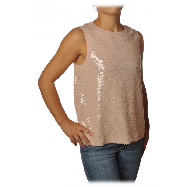 Ottod'Ame - Tank Top in Sequins - Pink Powder - Top - Luxury Exclusive Collection