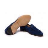 Viola Milano - Unlined Belgian Loafer - Blue - Handmade in Italy - Luxury Exclusive Collection