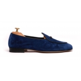 Viola Milano - Unlined Belgian Loafer - Blue - Handmade in Italy - Luxury Exclusive Collection