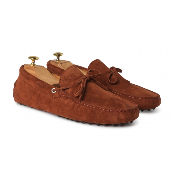 Viola Milano - Gommino Suede Loafer - Cognac - Handmade in Italy - Luxury Exclusive Collection