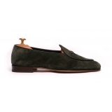 Viola Milano - Unlined Belgian Loafer - Green - Handmade in Italy - Luxury Exclusive Collection