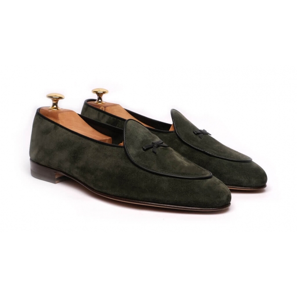 Viola Milano - Unlined Belgian Loafer - Green - Handmade in Italy - Luxury Exclusive Collection