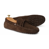 Viola Milano - Gommino Suede Loafer - Chocolate - Handmade in Italy - Luxury Exclusive Collection