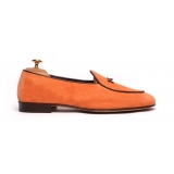 Viola Milano - Unlined Belgian Loafer - Orange - Handmade in Italy - Luxury Exclusive Collection