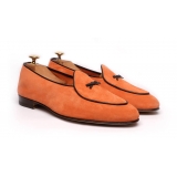 Viola Milano - Unlined Belgian Loafer - Orange - Handmade in Italy - Luxury Exclusive Collection