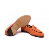 Viola Milano - Unlined Belgian Loafer - Orange - Handmade in Italy - Luxury Exclusive Collection