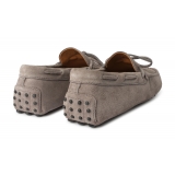 Viola Milano - Mocassino Scamosciato con Gommino - Grigio - Handmade in Italy - Luxury Exclusive Collection