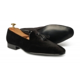 Viola Milano - Milanese Velvet Loafers - Black - Handmade in Italy - Luxury Exclusive Collection
