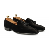 Viola Milano - Milanese Velvet Loafers - Black - Handmade in Italy - Luxury Exclusive Collection