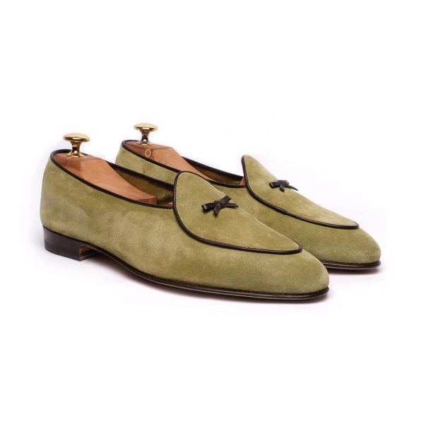 Viola Milano - Unlined Belgian Loafer - Pistache - Handmade in Italy - Luxury Exclusive Collection