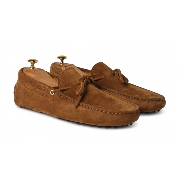 Viola Milano - Gommino Suede Loafer - Polo Brown - Handmade in Italy - Luxury Exclusive Collection