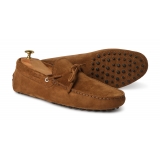 Viola Milano - Gommino Suede Loafer - Polo Brown - Handmade in Italy - Luxury Exclusive Collection