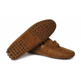 Viola Milano - Gommino Suede Loafer - Polo Brown - Handmade in Italy - Luxury Exclusive Collection