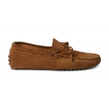 Viola Milano - Gommino Suede Loafer - Polo Brown - Handmade in Italy - Luxury Exclusive Collection