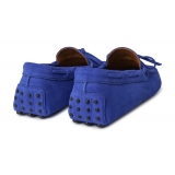 Viola Milano - Mocassino Scamosciato con Gommino - Blu - Handmade in Italy - Luxury Exclusive Collection