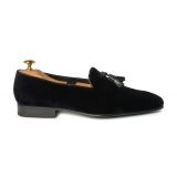 Viola Milano - Milanese Velvet Loafers - Midnight Navy - Handmade in Italy - Luxury Exclusive Collection