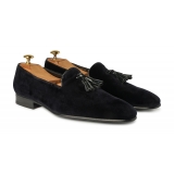 Viola Milano - Milanese Velvet Loafers - Midnight Navy - Handmade in Italy - Luxury Exclusive Collection