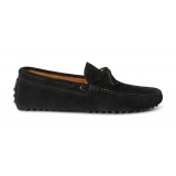 Viola Milano - Gommino Suede Loafer - Black - Handmade in Italy - Luxury Exclusive Collection