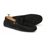 Viola Milano - Gommino Suede Loafer - Black - Handmade in Italy - Luxury Exclusive Collection