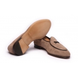 Viola Milano - Unlined Belgian Loafer - Beige - Handmade in Italy - Luxury Exclusive Collection