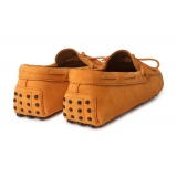 Viola Milano - Gommino Suede Loafer - Orange - Handmade in Italy - Luxury Exclusive Collection
