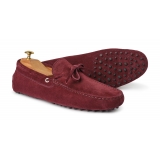 Viola Milano - Gommino Suede Loafer - Bordeaux - Handmade in Italy - Luxury Exclusive Collection