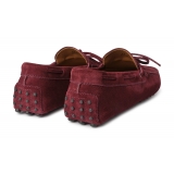 Viola Milano - Gommino Suede Loafer - Bordeaux - Handmade in Italy - Luxury Exclusive Collection