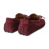 Viola Milano - Mocassino Scamosciato con Gommino - Bordeaux - Handmade in Italy - Luxury Exclusive Collection