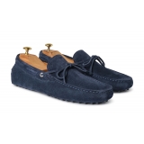 Viola Milano - Gommino Suede Loafer - Navy - Handmade in Italy - Luxury Exclusive Collection