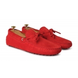 Viola Milano - Gommino Suede Loafer - Red - Handmade in Italy - Luxury Exclusive Collection