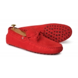 Viola Milano - Mocassino Scamosciato con Gommino - Rosso - Handmade in Italy - Luxury Exclusive Collection