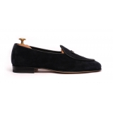 Viola Milano - Unlined Belgian Loafer - Navy - Handmade in Italy - Luxury Exclusive Collection