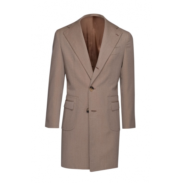 Viola Milano - Sartorial Covert Fabric Overcoat - Beige - Handmade in Italy - Luxury Exclusive Collection