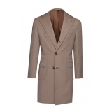 Viola Milano - Sartorial Covert Fabric Overcoat - Beige - Handmade in Italy - Luxury Exclusive Collection