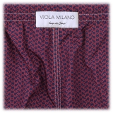 Viola Milano - Costume da Bagno con Stampa a Onde - Navy e Rosso - Handmade in Italy - Luxury Exclusive Collection