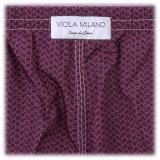 Viola Milano - Wave Pattern Printed Swimtrunks - Navy and Red - Handmade in Italy - Luxury Exclusive Collection