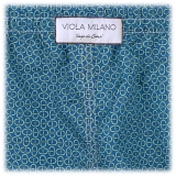 Viola Milano - Costume da Bagno con Stampa Maillon - Navy e Turchese - Handmade in Italy - Luxury Exclusive Collection