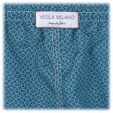 Viola Milano - Maillon Printed Swimtrunks - Navy and Turquoise - Handmade in Italy - Luxury Exclusive Collection