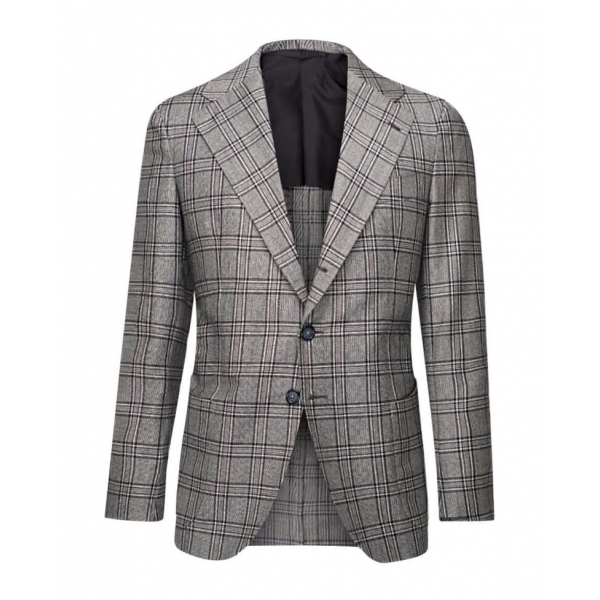 Viola Milano - Sartorial Half-Lined 100% Cashmere Blazer – Glencheck - Handmade in Italy - Luxury Exclusive Collection